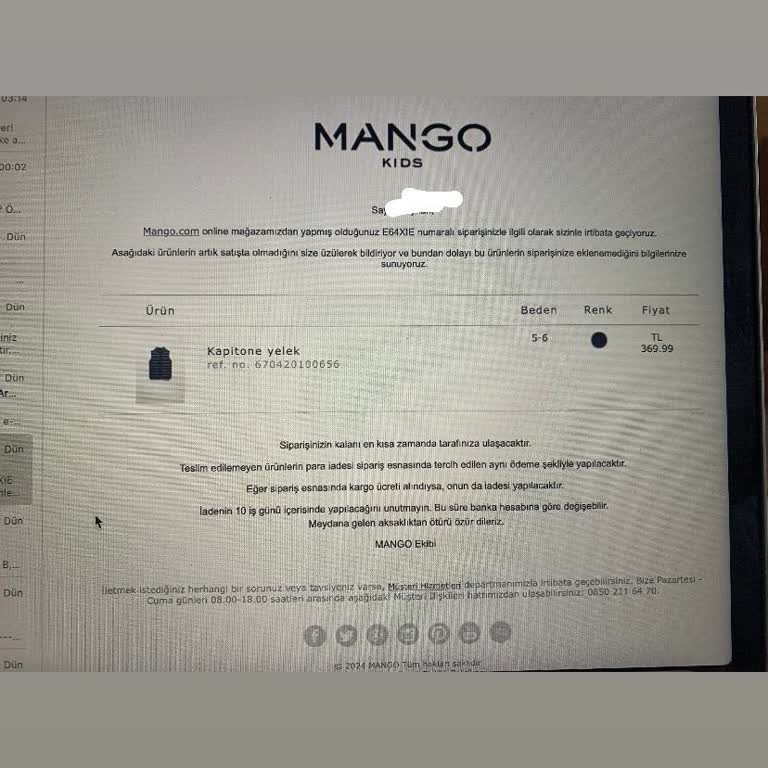 Mango Online Alışverişte Stok Sorunu Ve İletişim Eksikliği
