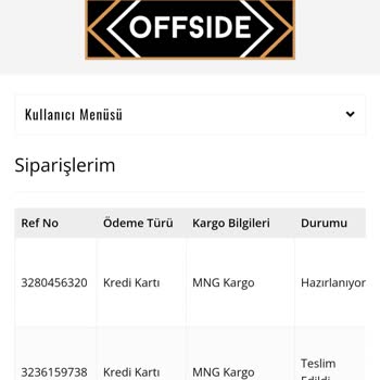 Offside Ürünlerimi Yollamadı Ulaşamıyorum Kendilerine
