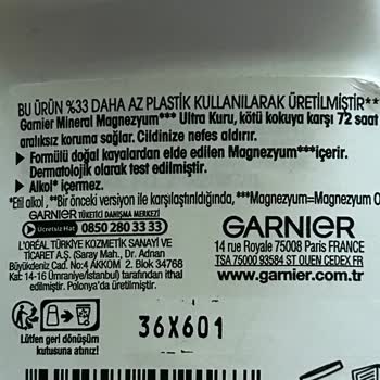 Garnier Etiket İle Bileşeni Saklıyor