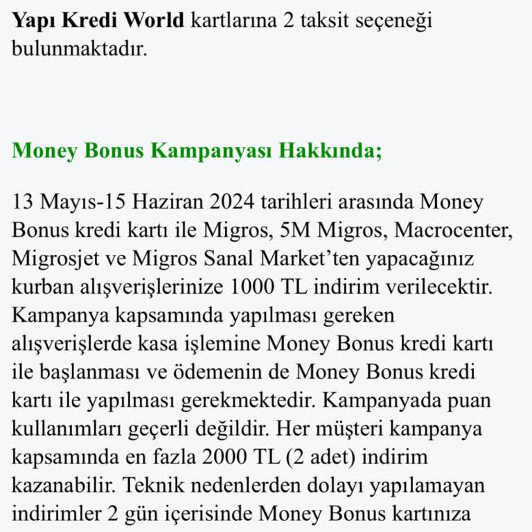 Migros-Bonus Kurban Kampanyasında Hak Edilen Bonus Yatırmıyor