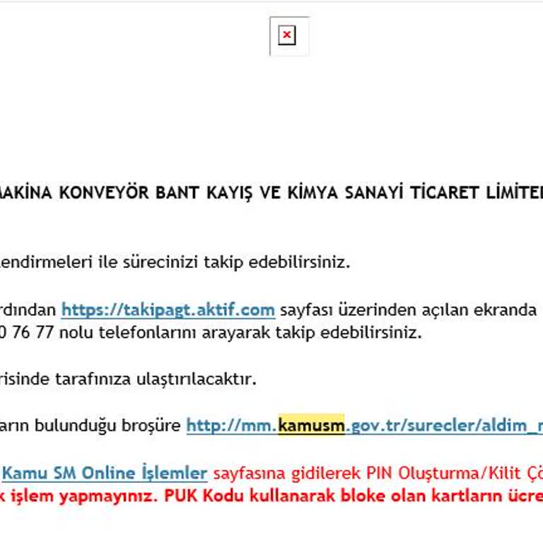 Kamu Sertifikasyon Merkezi (Kamu SM) Kamu Sertifikasyon Merkezinin Göndermiş Olduğu Sertifika