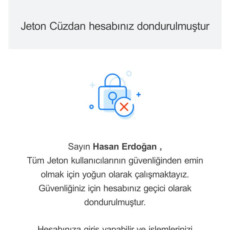 Jeton Cüzdanın Sebepsiz Yere Hesap Dondurması