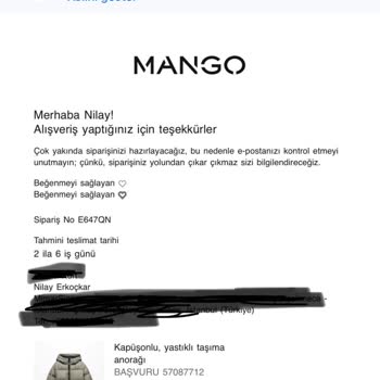 Mango'dan Son Alışverişim