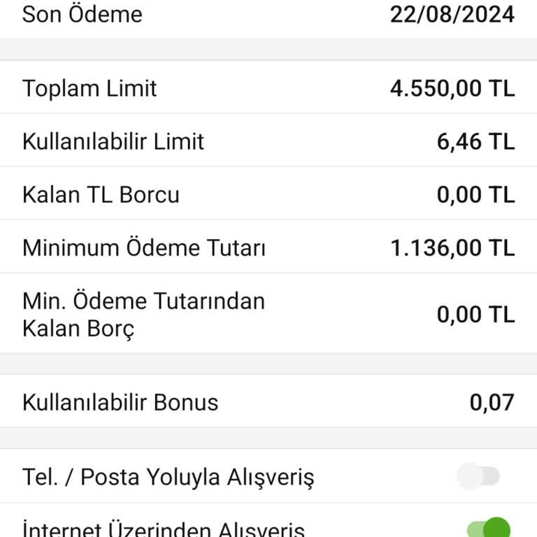 Garanti Bankası Kredi Kartı Limiti