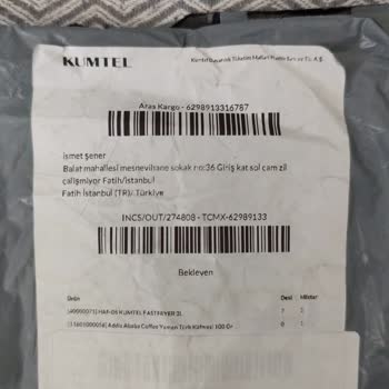 Kumtel Eksik Gelen Ürün