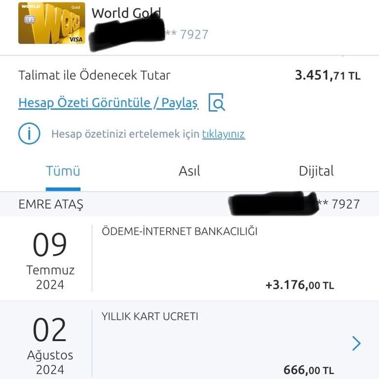 Yapı Kredi Yıllık Kart Ücreti