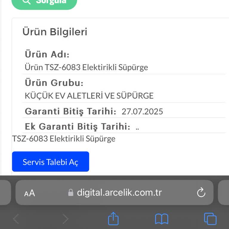 Arçelik Elektrikli Süpürge: Sürekli Toz Haznesi Sorunu Ve Yetersiz Servis