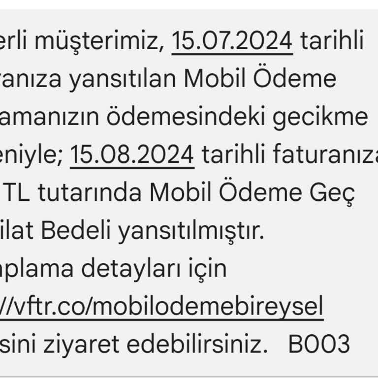 Vodafone Faturasında Yüksek Gecikme Faizi!