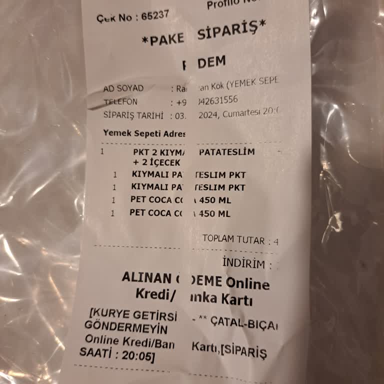 Pidem Restaurant Yanlış Sipariş Ve Para İadesi Talebi