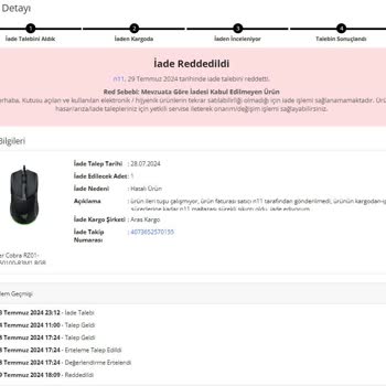 Satıcı "N11" Ürünü İade Almamak İçin Çevirdiği Dümenlere Bakın.