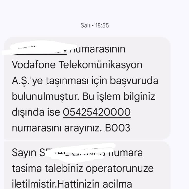 Vodafone Numara Taşıma İşleminde Yaşanan Sorun Ve Fatura Mağduriyeti