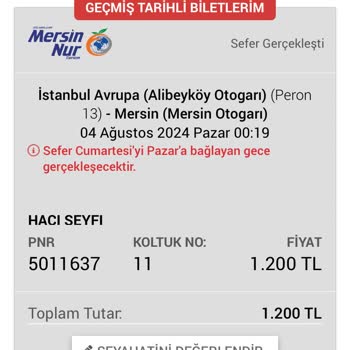 Obilet.com Geri Vitesi Yok.