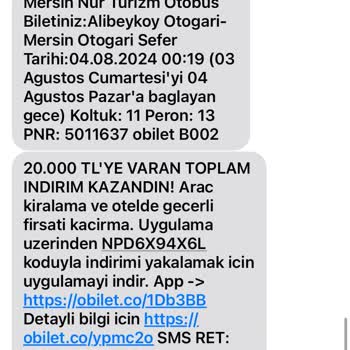 Obilet.com Geri Vitesi Yok.