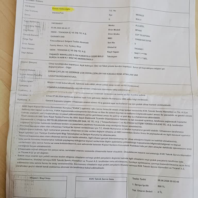 Teknosa Garantiye Kabul Etmediler