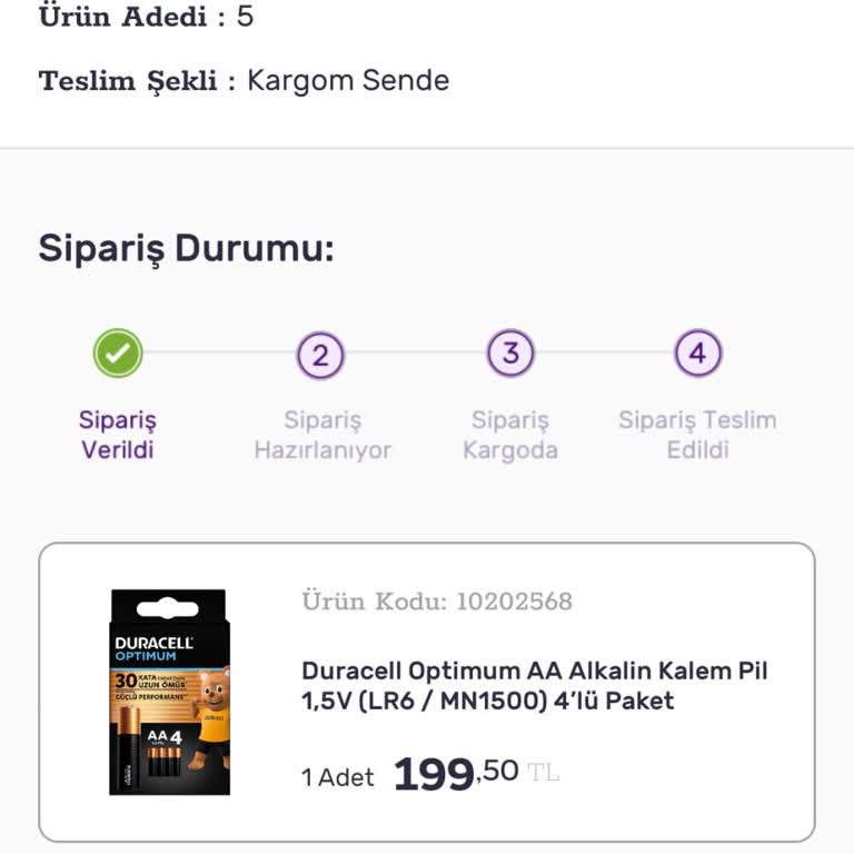 Gratis'ten Online Olarak Verilen Siparişin Teslim Edilmemesi