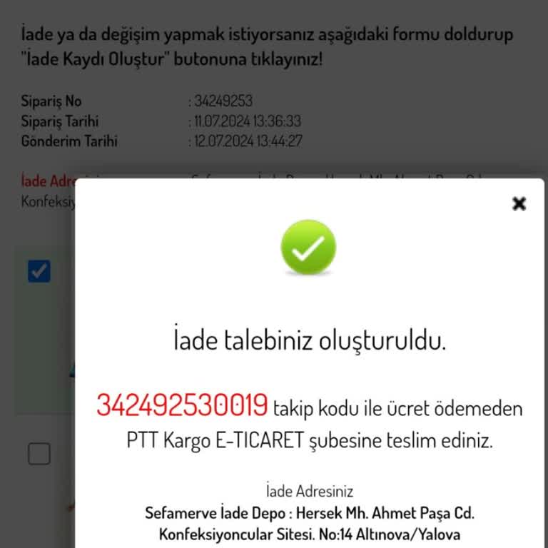 Ürün İade Ücreti İade Edilmedi Sefamerve'den.