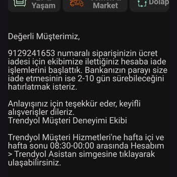 Trendyol Yemek İade 6 Aydır Yapılmıyor