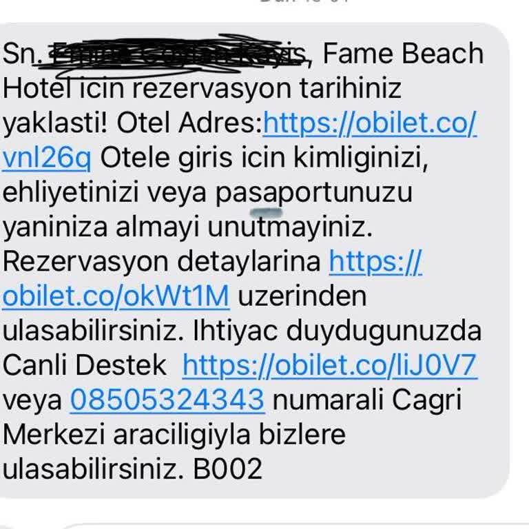 Obilet Mağduriyeti Yaşadım Fame Beach Rezervasyonumuz Fame Otel Dendi