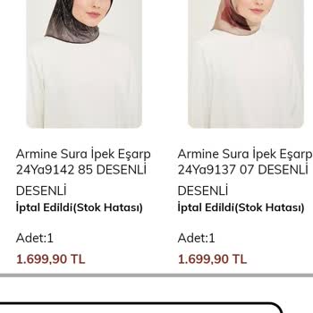 Armine Stok Hatası Nedeniyle Ürünlerin İptal Edilmesi