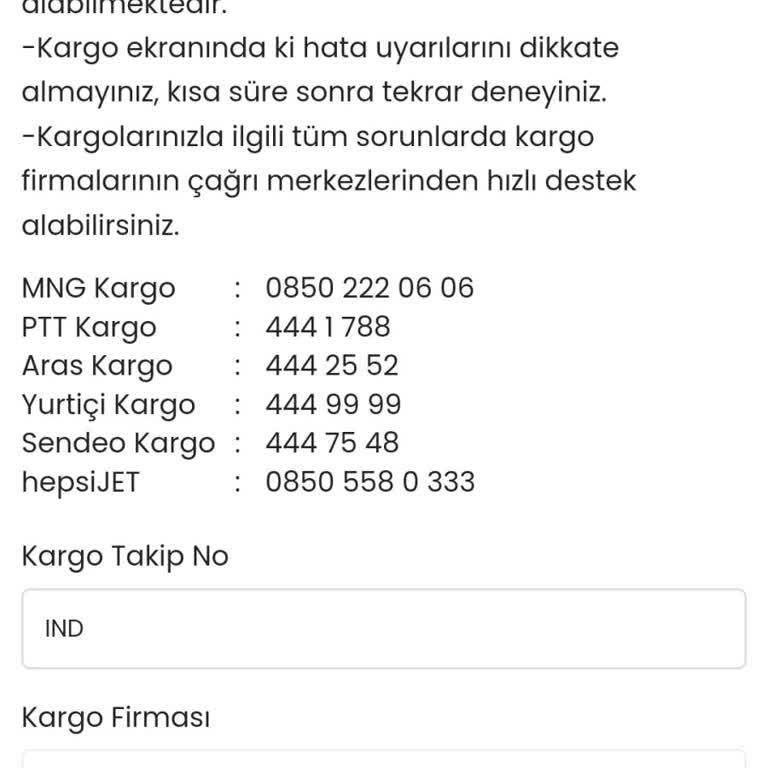 Hepsijet Takip No Göndermiyor