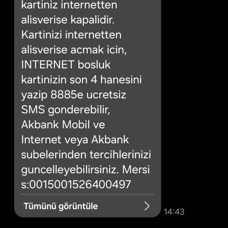 Akbank Tan Sürekli Gelen Mesaj