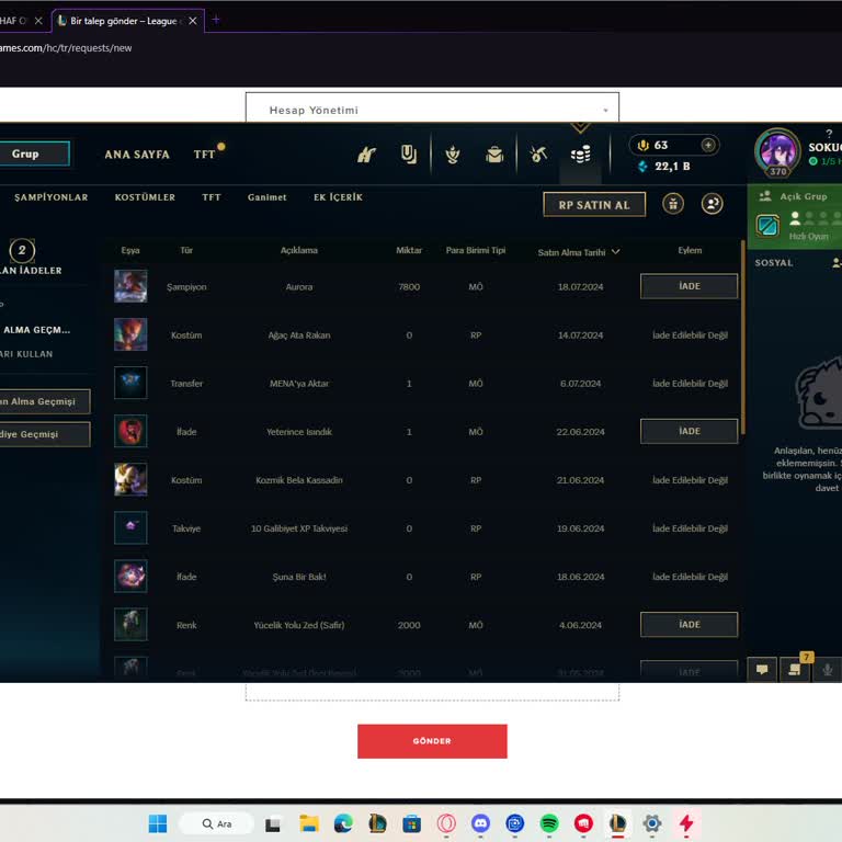 League of Legends Hesabım Çalındı Yardım Edin