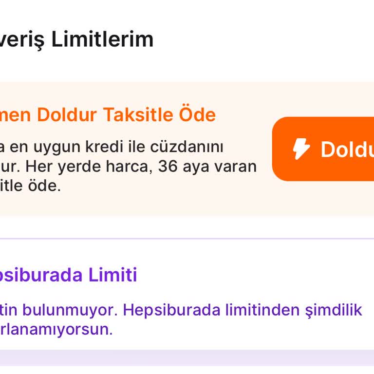 Hepsiburada Limitinden Şu Anda Yararlanamıyorsunuz
