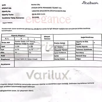 Atasun Optik Cam Sorunum Çözülmedi.