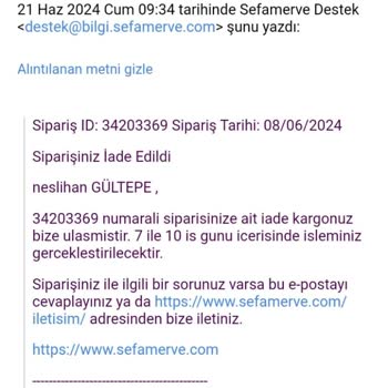 Sefamerve İade Ücretini 1 Aydır Ödemiyor