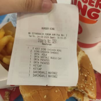 Burger King Boş Hamburger Ve Sıcak İçecek
