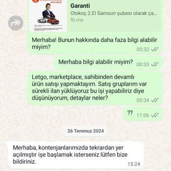 Samsun Otokoç 2. El İsmi Kullanan WhatsApp Hattı Do*... *DI*RI*CI*SI