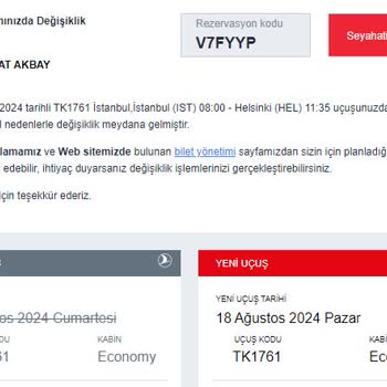 THY Uçuşun Yarısını Değiştirerek Bizi Rezil Etti