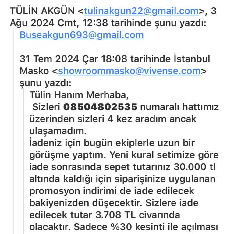 Vivense Ürün İadesinde Yaşanan Sorunlar