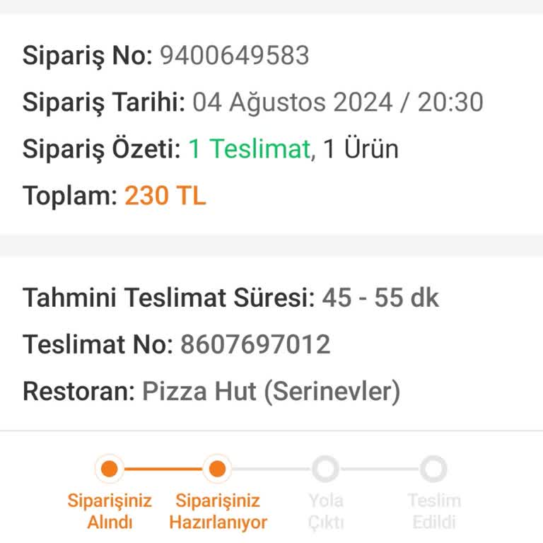 Pizza Hut Geç Gelen Yemek Ve Ulaşılamayan Müşteri Hizmetleri