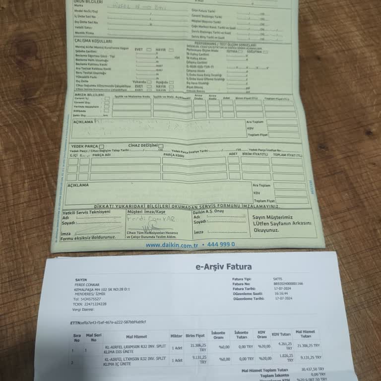 Daikin Yetkili Servisin Vakumlama Yapılmadan Yapılan Klima Montajı.