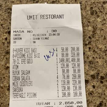 Ümit Restaurant Kuver Ödeme Grs Adı Altında Servis Ücreti