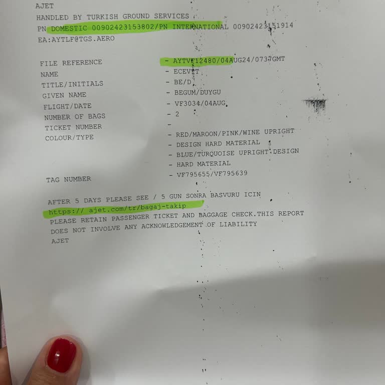 Ajet 04/08/2024 9034 Numaralı Uçuş Kaybolan Valizlerim