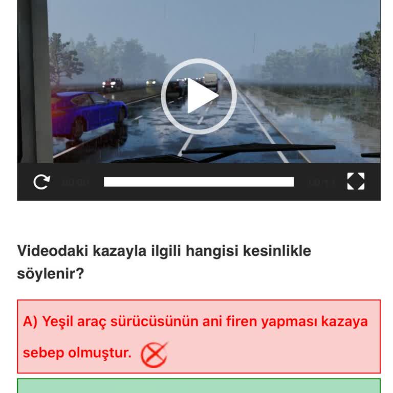 Milli Eğitim Bakanlığı (MEB) Ehliyet Kursu Mobil Testlerinde Yanıltıcı Cevaplar