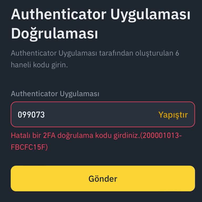 Binance Şifre Kabul Etmeme