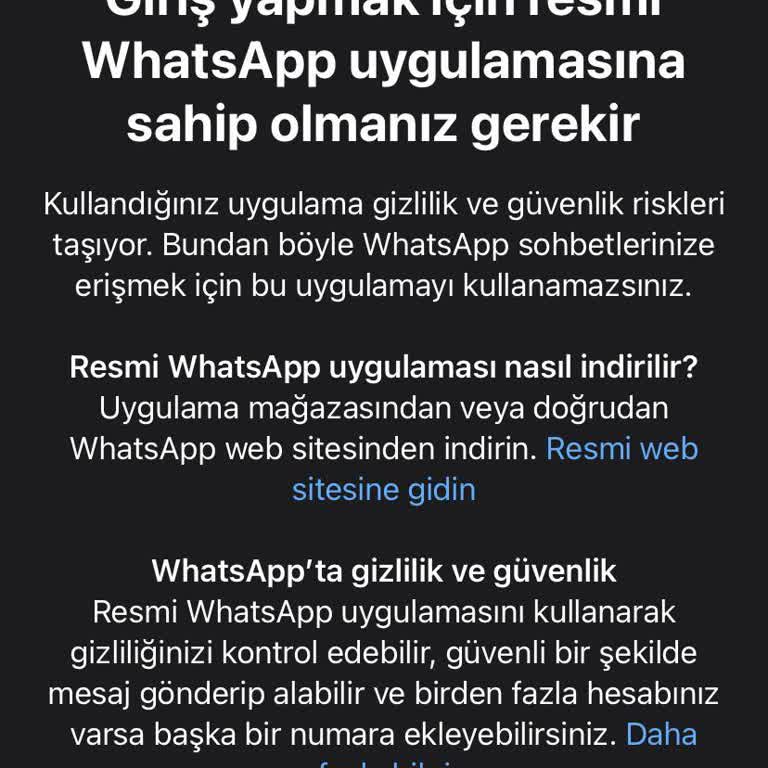 WhatsApp Resmi Olmayan Uygulama Hatası