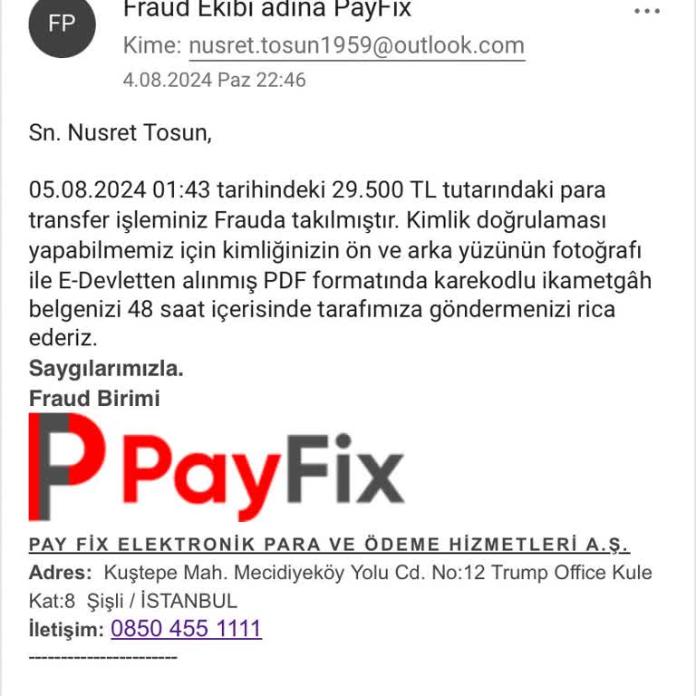 Payfix Fraud'a Takılma Sorunu