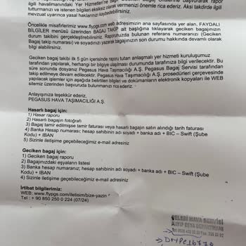 Pegasus Bagajım Kayıp Kimseye Ulaşamıyorum