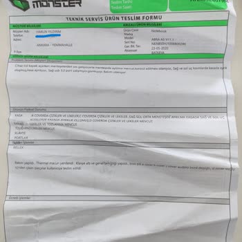 Monster Notebook Teknik Servis Sorunları