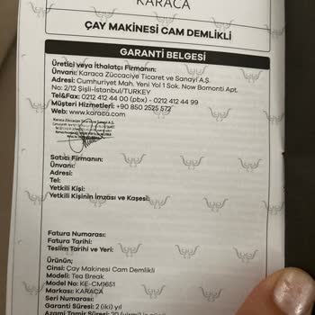 Karaca Çay Makinesi Tutma Yeri Elimde Kaldı Ve Elim Yandı