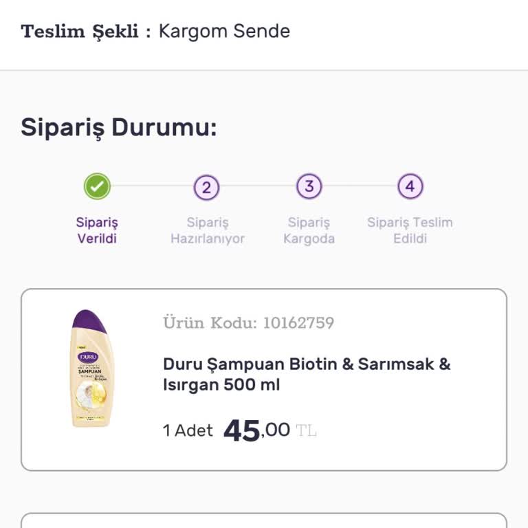 Gratis 8 Gün Önceki Sipariş Kargoya Verilmedi!