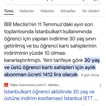 BELBİM (İstanbulkart) 29 Yaşındayım 30 Yaş Tarifesi Uygulanıyor