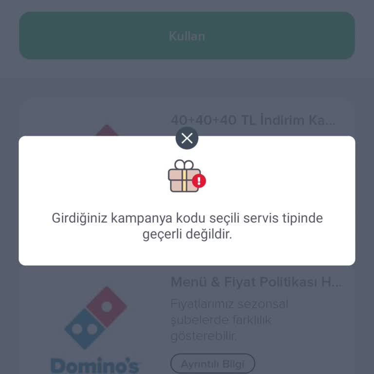 Domino's Pizza Daha Daha. Uygulamasından Şifre Aldık Fakat Böyle