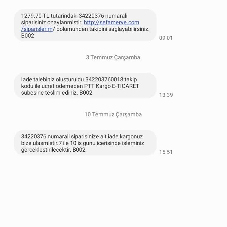 Sefamerve'nin Para İade Etmemesi