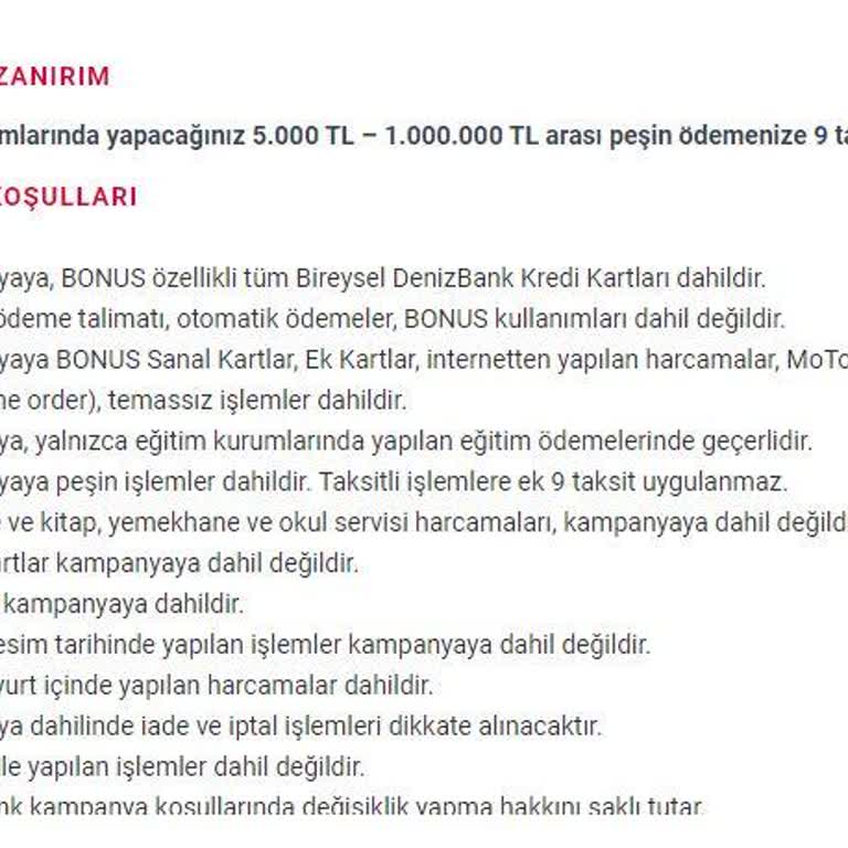 Denizbank Eğitim Taksit İptal Etti