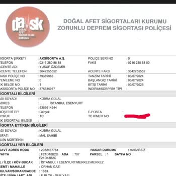 Aksigorta Mükerrer DASK İptal Talebi Hk.